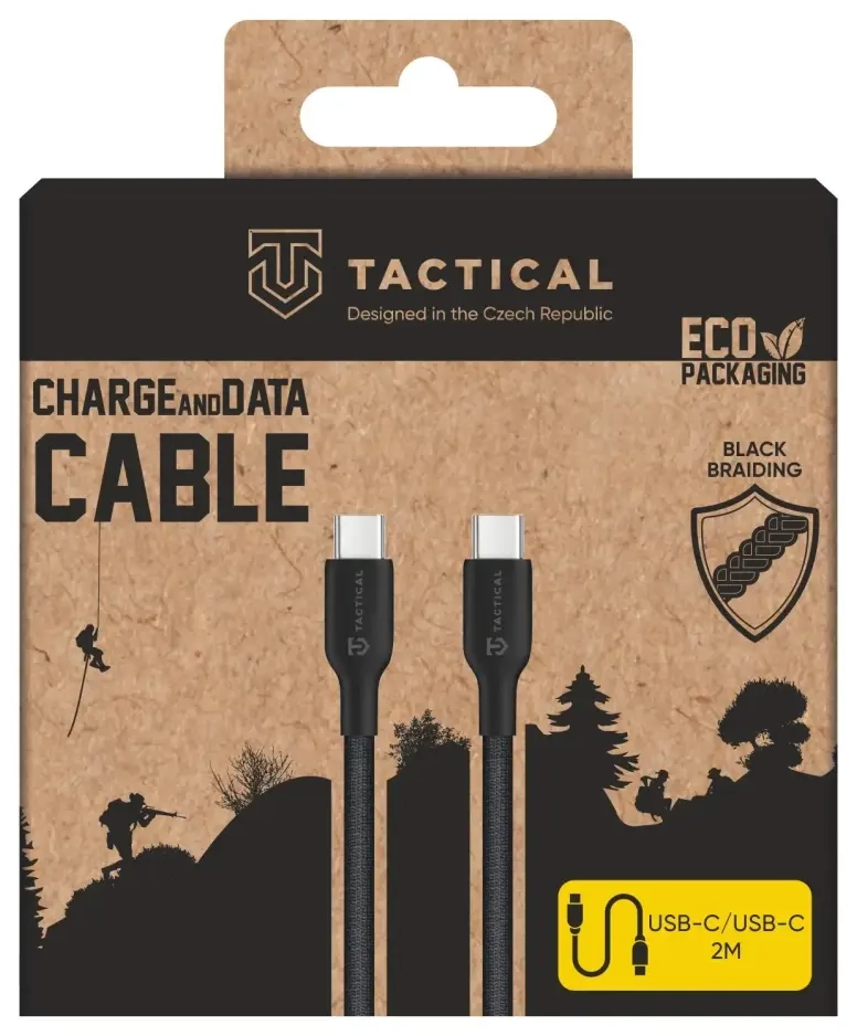Tactical Stitch Thread datu pārraides un uzlādes vads | USB-C uz USB-C | 2m | melns
