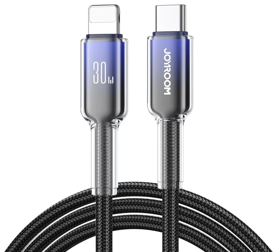 Joyroom S-A42 Crystal-Clear Series провод для передачи данных и зарядки | USB-C на Lightning | 30W | 1.2m | черный