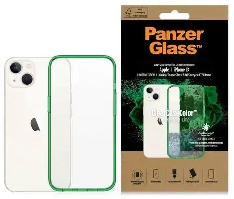 PanzerGlass ClearCase iPhone 13 6.1" Antibacterial Military grade Lime 0334