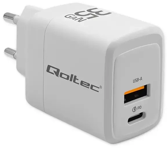 Qoltec GaN 35W reisilaadija | 35W | PD, GaN | USB-C, USB-A