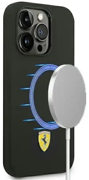 Ferrari FESSIHMP14LBK iPhone 14 Pro 6,1" czarny|black hardcase Silicone Metal Logo Magsafe